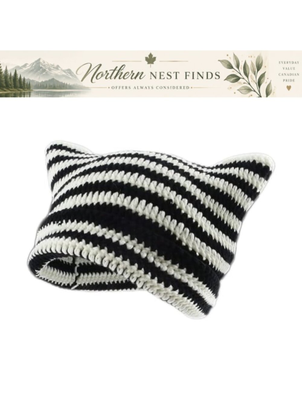 Cat Ear Beanie Crochet Y2K Winter Hat Women Warm Knit